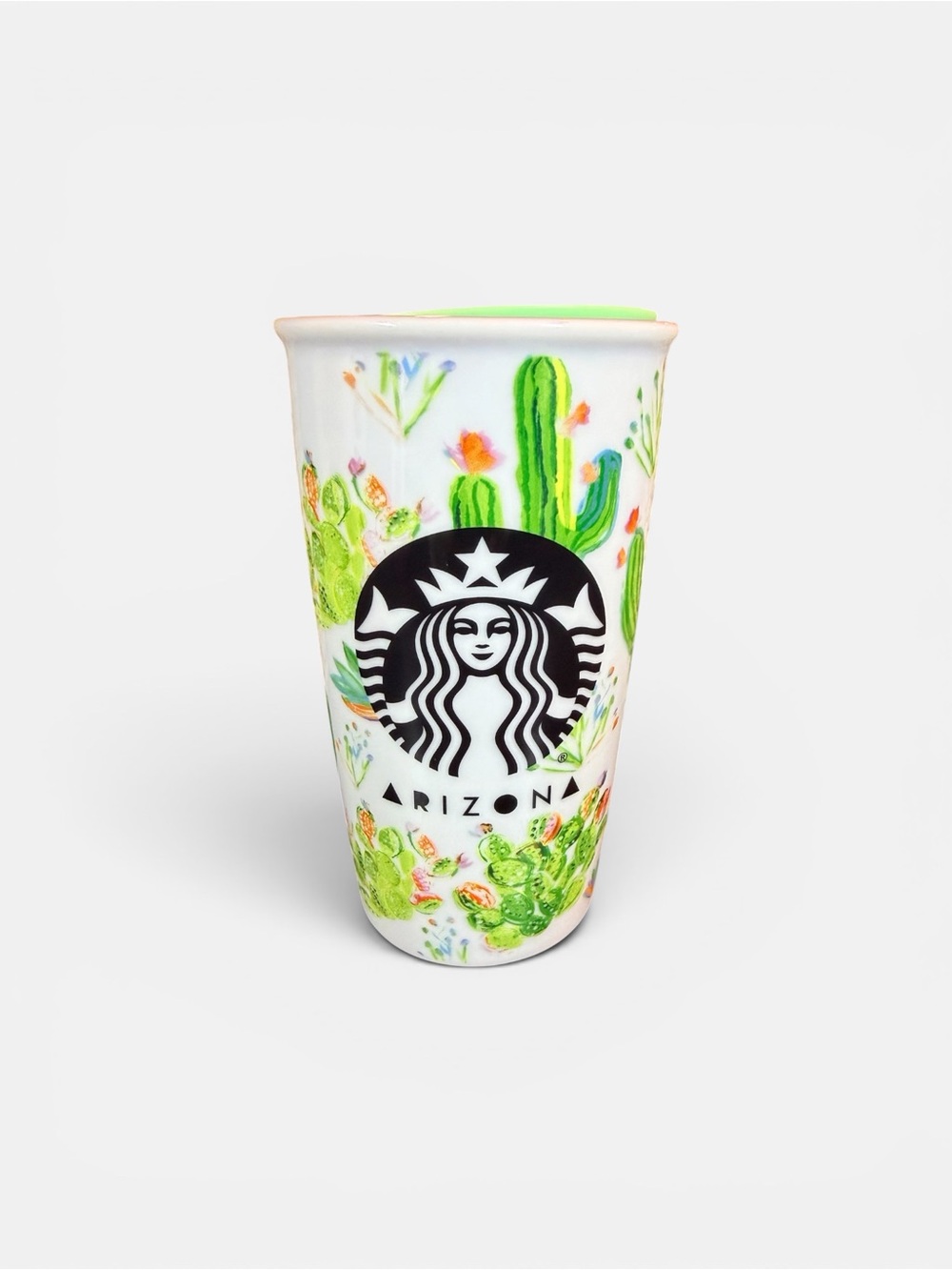 Starbucks Arizona Ceramic Travel Cup with Green Cactus Artwork - Picture 1 of 10